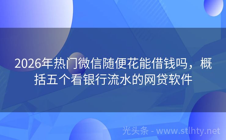 2026年热门微信随便花能借钱吗，概括五个看银行流水的网贷软件