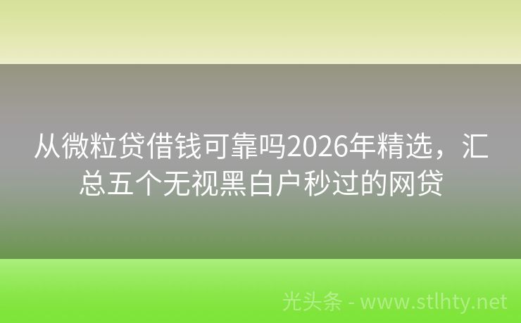 从微粒贷借钱可靠吗2026年精选，汇总五个无视黑白户秒过的网贷