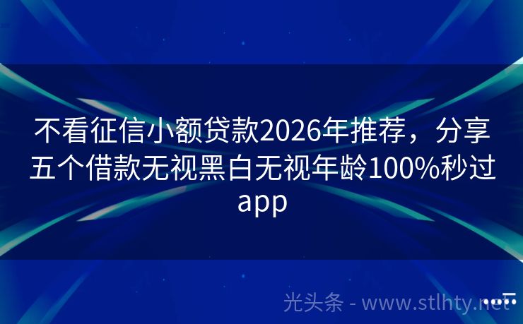 不看征信小额贷款2026年推荐，分享五个借款无视黑白无视年龄100%秒过app