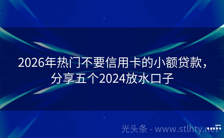 2026年热门不要信用卡的小额贷款，分享五个2024放水口子
