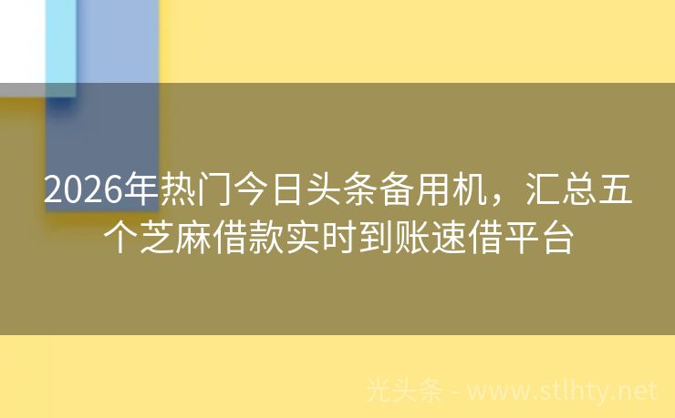 2026年热门今日头条备用机，汇总五个芝麻借款实时到账速借平台