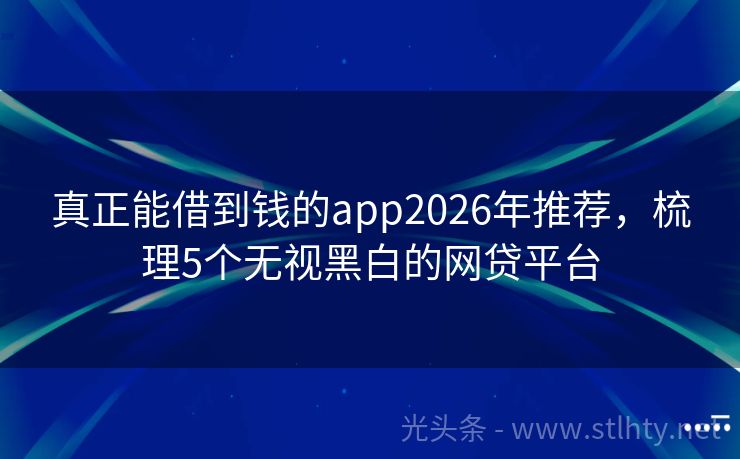 真正能借到钱的app2026年推荐，梳理5个无视黑白的网贷平台