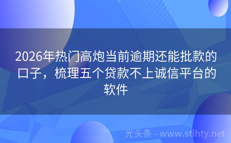 2026年热门高炮当前逾期还能批款的口子，梳理五个贷款不上诚信平台的软件