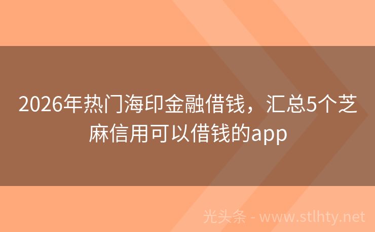 2026年热门海印金融借钱，汇总5个芝麻信用可以借钱的app