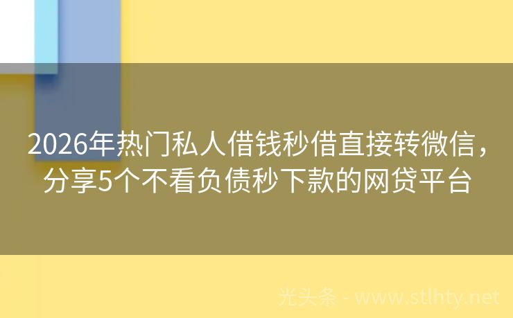 2026年热门私人借钱秒借直接转微信，分享5个不看负债秒下款的网贷平台