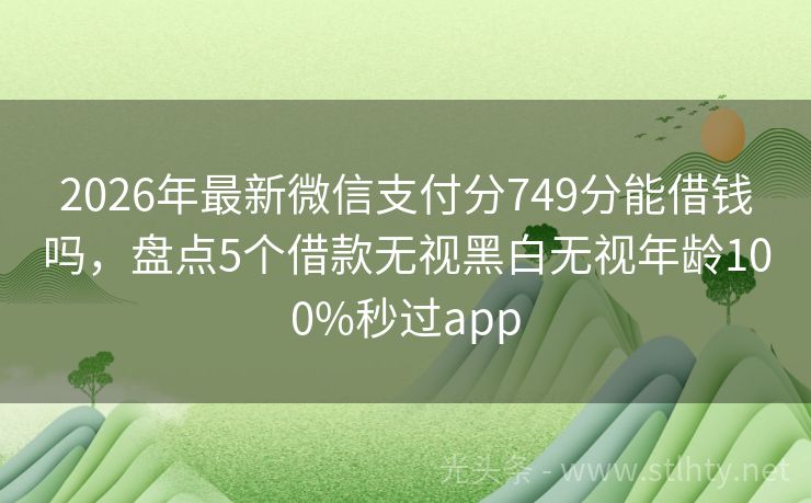 2026年最新微信支付分749分能借钱吗，盘点5个借款无视黑白无视年龄100%秒过app