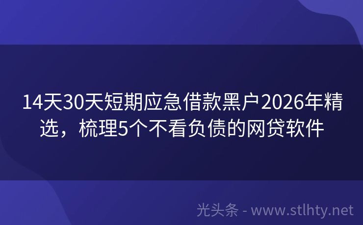 14天30天短期应急借款黑户2026年精选，梳理5个不看负债的网贷软件