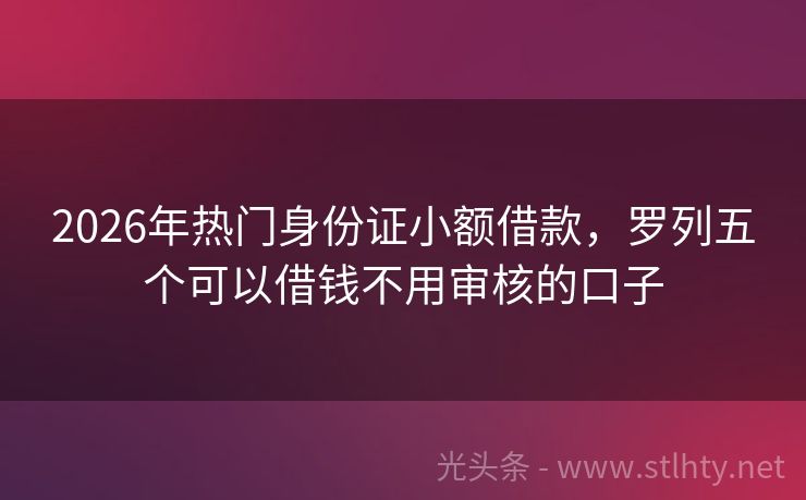 2026年热门身份证小额借款，罗列五个可以借钱不用审核的口子