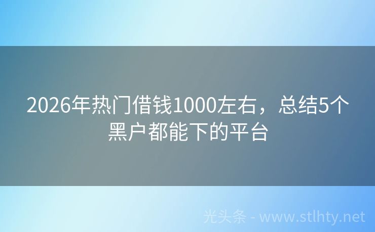2026年热门借钱1000左右，总结5个黑户都能下的平台