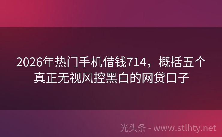 2026年热门手机借钱714，概括五个真正无视风控黑白的网贷口子