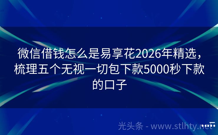 微信借钱怎么是易享花2026年精选，梳理五个无视一切包下款5000秒下款的口子