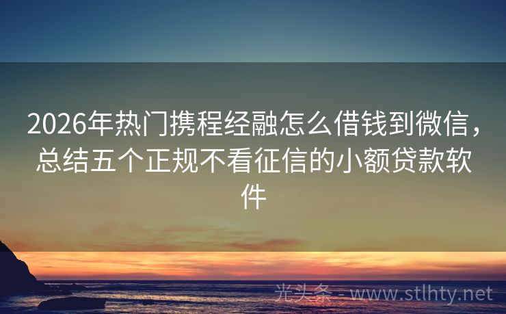 2026年热门携程经融怎么借钱到微信，总结五个正规不看征信的小额贷款软件