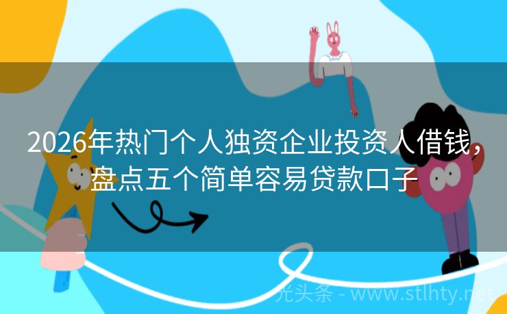 2026年热门个人独资企业投资人借钱，盘点五个简单容易贷款口子