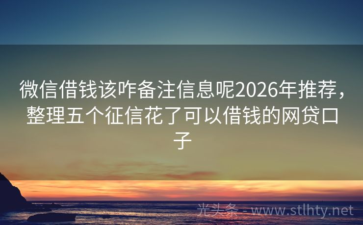 微信借钱该咋备注信息呢2026年推荐，整理五个征信花了可以借钱的网贷口子