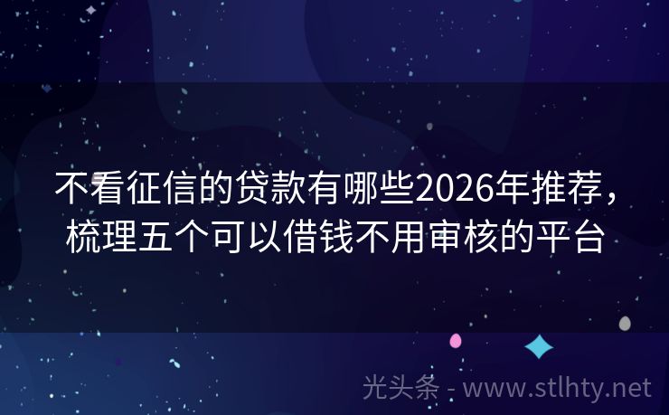 不看征信的贷款有哪些2026年推荐，梳理五个可以借钱不用审核的平台