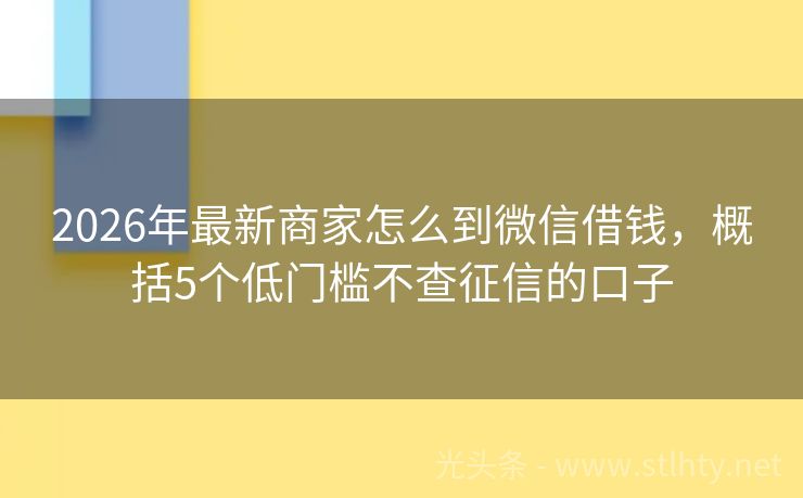 2026年最新商家怎么到微信借钱，概括5个低门槛不查征信的口子