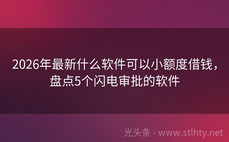 2026年最新什么软件可以小额度借钱，盘点5个闪电审批的软件