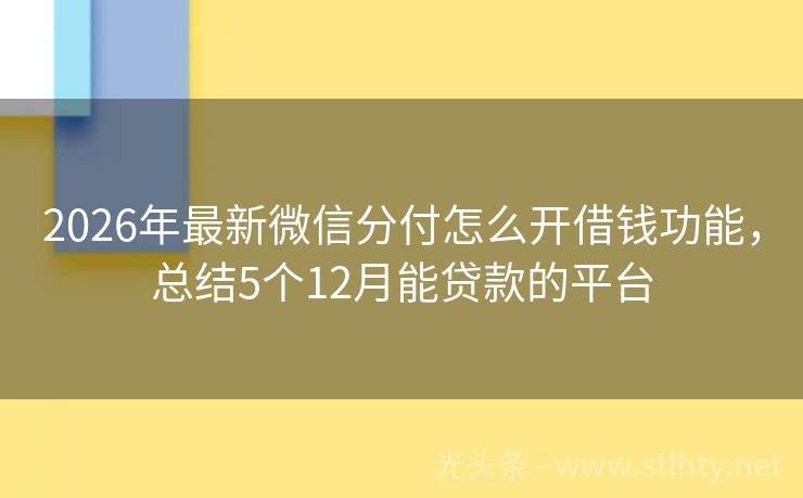 2026年最新微信分付怎么开借钱功能，总结5个12月能贷款的平台