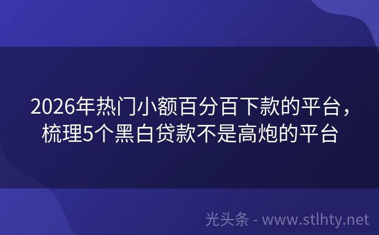 2026年热门小额百分百下款的平台，梳理5个黑白贷款不是高炮的平台