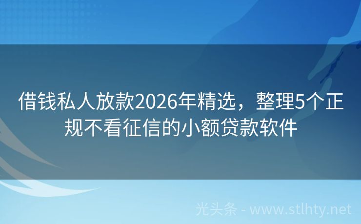 借钱私人放款2026年精选，整理5个正规不看征信的小额贷款软件