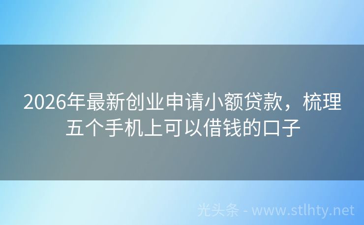 2026年最新创业申请小额贷款，梳理五个手机上可以借钱的口子