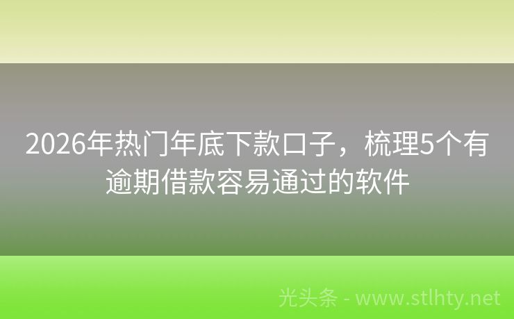 2026年热门年底下款口子，梳理5个有逾期借款容易通过的软件