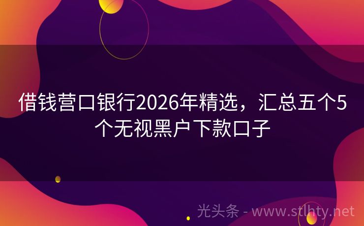 借钱营口银行2026年精选，汇总五个5个无视黑户下款口子