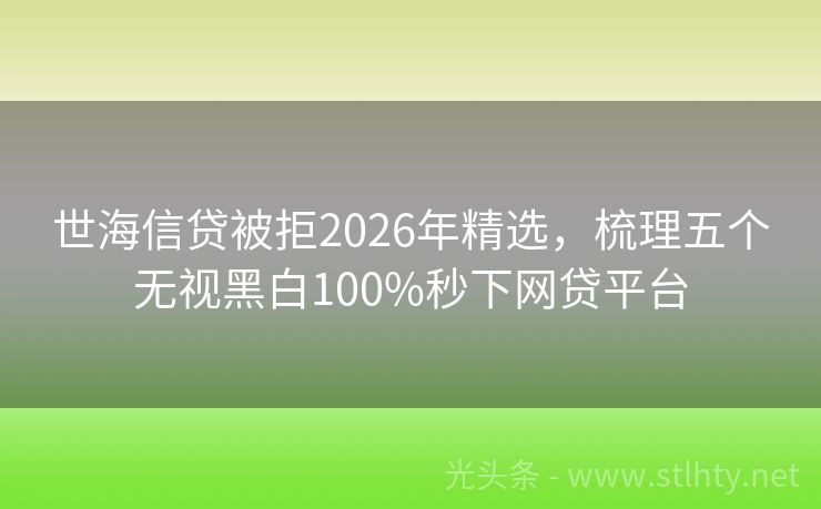 世海信贷被拒2026年精选，梳理五个无视黑白100%秒下网贷平台