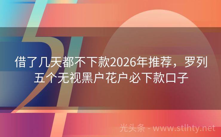 借了几天都不下款2026年推荐，罗列五个无视黑户花户必下款口子