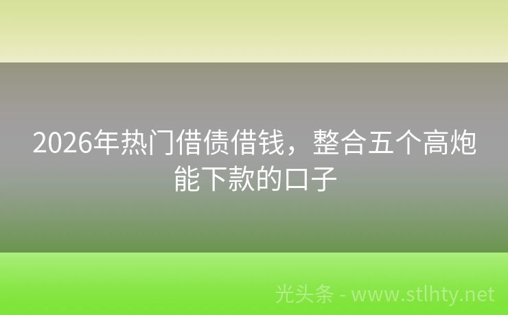 2026年热门借债借钱，整合五个高炮能下款的口子