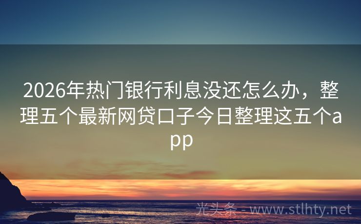 2026年热门银行利息没还怎么办，整理五个最新网贷口子今日整理这五个app