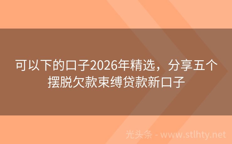 可以下的口子2026年精选，分享五个摆脱欠款束缚贷款新口子