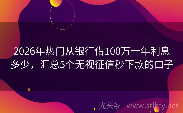 2026年热门从银行借100万一年利息多少，汇总5个无视征信秒下款的口子