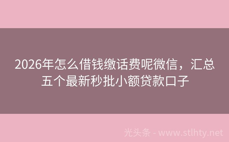2026年怎么借钱缴话费呢微信，汇总五个最新秒批小额贷款口子