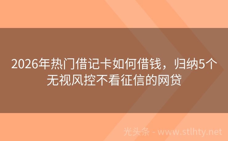 2026年热门借记卡如何借钱，归纳5个无视风控不看征信的网贷