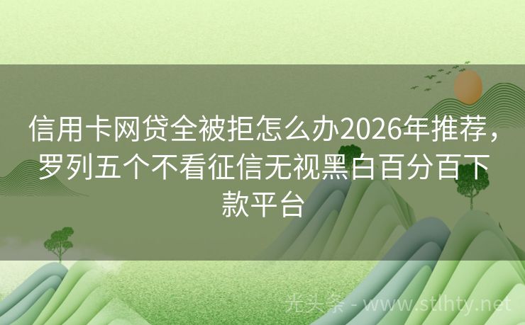 信用卡网贷全被拒怎么办2026年推荐，罗列五个不看征信无视黑白百分百下款平台
