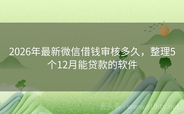 2026年最新微信借钱审核多久，整理5个12月能贷款的软件