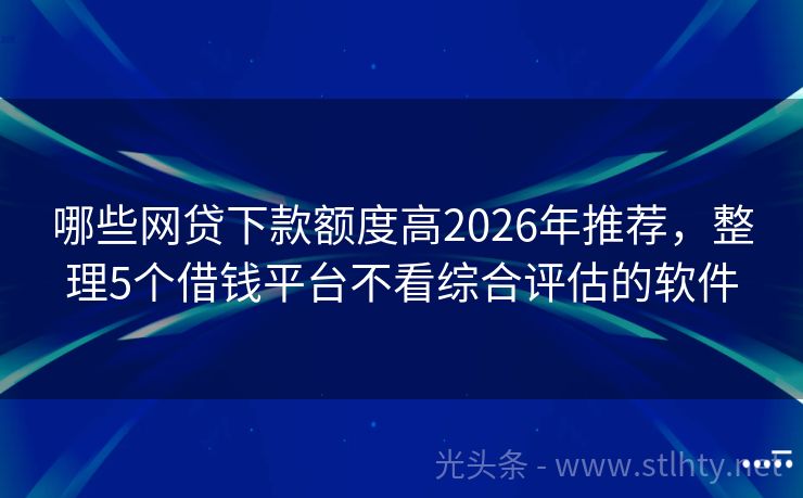 哪些网贷下款额度高2026年推荐，整理5个借钱平台不看综合评估的软件