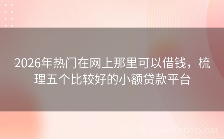 2026年热门在网上那里可以借钱，梳理五个比较好的小额贷款平台