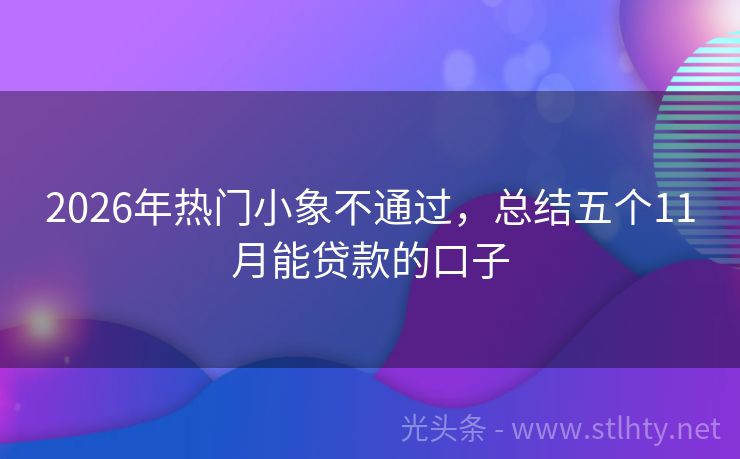2026年热门小象不通过，总结五个11月能贷款的口子