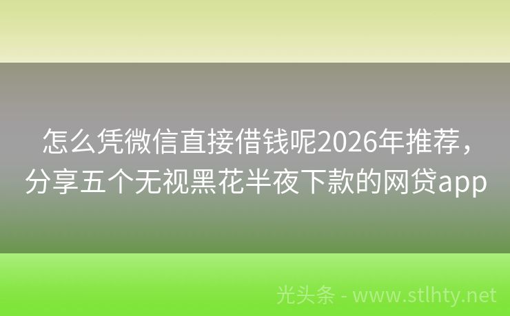 怎么凭微信直接借钱呢2026年推荐，分享五个无视黑花半夜下款的网贷app