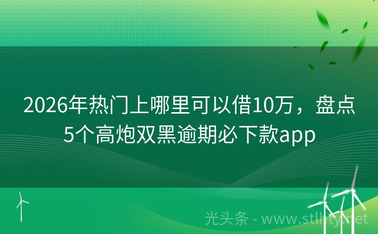 2026年热门上哪里可以借10万，盘点5个高炮双黑逾期必下款app