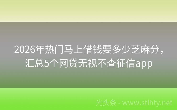 2026年热门马上借钱要多少芝麻分，汇总5个网贷无视不查征信app