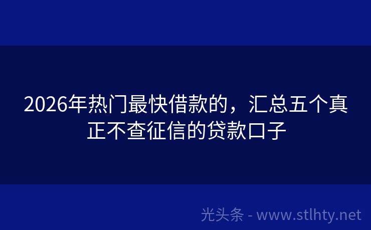 2026年热门最快借款的，汇总五个真正不查征信的贷款口子