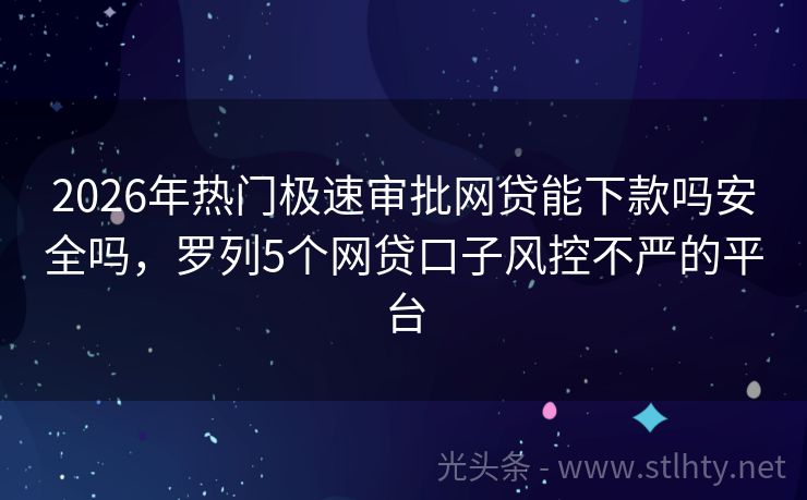 2026年热门极速审批网贷能下款吗安全吗，罗列5个网贷口子风控不严的平台