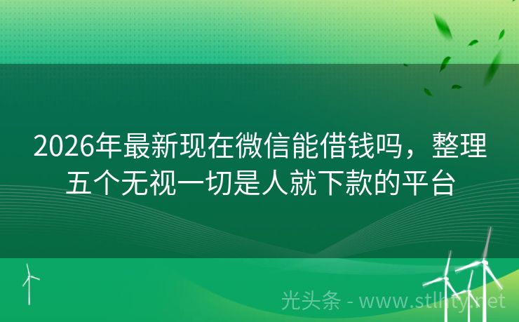 2026年最新现在微信能借钱吗，整理五个无视一切是人就下款的平台