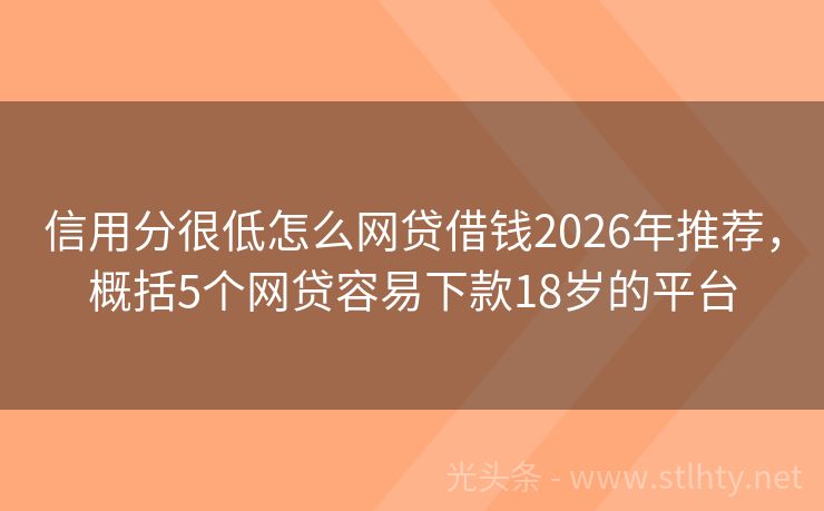 信用分很低怎么网贷借钱2026年推荐，概括5个网贷容易下款18岁的平台