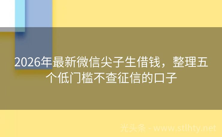 2026年最新微信尖子生借钱，整理五个低门槛不查征信的口子