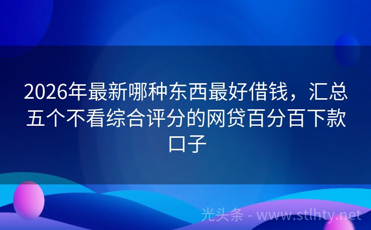 2026年最新哪种东西最好借钱，汇总五个不看综合评分的网贷百分百下款口子