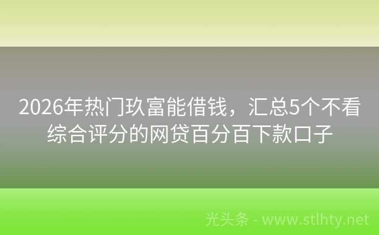 2026年热门玖富能借钱，汇总5个不看综合评分的网贷百分百下款口子